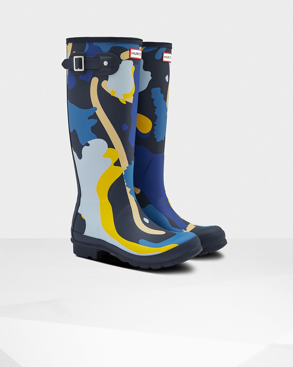 Hunter Original Rockpool Camo Tall Rain Boots - Cheap Online Womens Navy Camo - CFMUET524